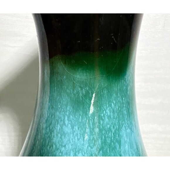 Blue Mountain Pottery Pitcher Vase Handled Green Black Drip Glaze 10" Canada MCM - Picture 9 of 9